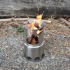 camp stove put together fire